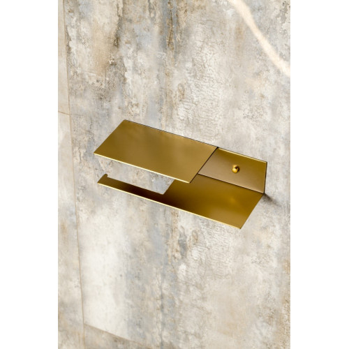 Держатель для туалетной бумаги c полкой Qubic Matt Gold 10721-2-MG