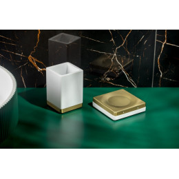 Мыльница квадратная Qubic Matt Gold 10960-MG