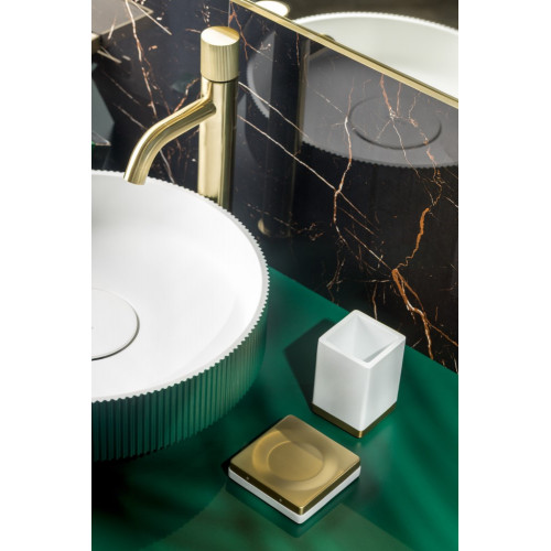 Мыльница квадратная Qubic Matt Gold 10960-MG