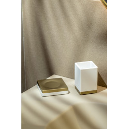 Мыльница квадратная Qubic Matt Gold 10960-MG