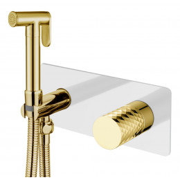Смеситель гигиенический STICK WHITE DIAMOND GOLD 127-WG