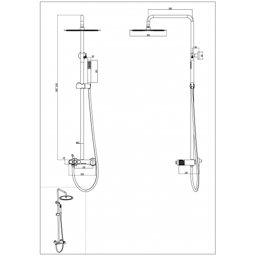 Стойка для душа STICK Nikel Brush c ручкой DIAMOND 128-NB