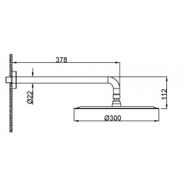 Верхний душ с кронштейном UNO INOX 30cm латунь 422-TOP-INOX