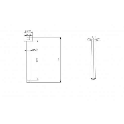 Держатель верхнего душа потолочный QUBIC Matt Gold 629-QUBIC-MG