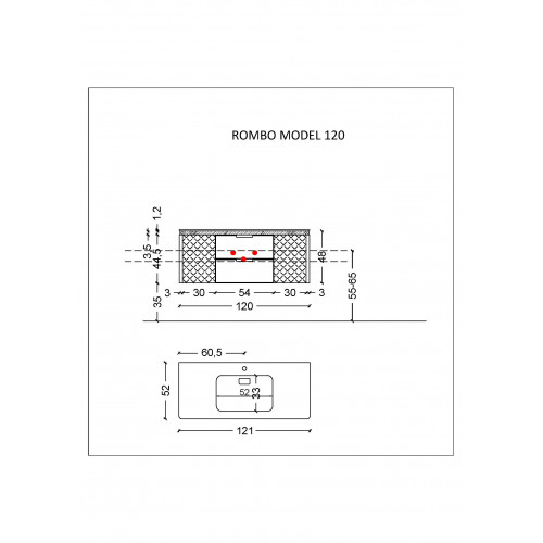Тумба ROMBO 120cm Антрацит/золото 777-120-BG