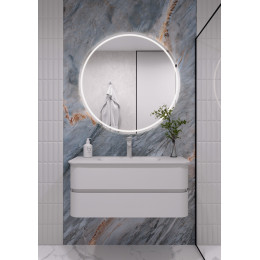 Тумба OVALE D 100см Гладкая 2 полки Белая мат без раковины 780-100-W
