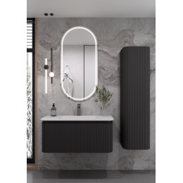 Тумба OVALE S 100см Рифленая 1 полка Антрацит мат. без раковины 781-100-A