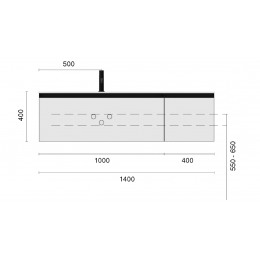 QUATRO 2 140см (100+40) тумба CASHMER профиль MATT GOLD 790-M2-140-CM-MG