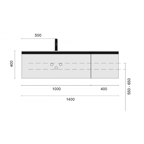 QUATRO 2 140см (100+40) тумба CASHMER профиль MATT GOLD 790-M2-140-CM-MG