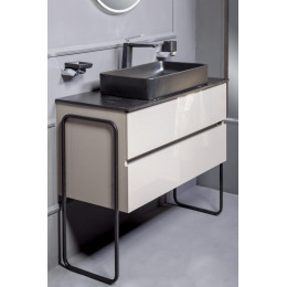 Тумба без раковины Vallessi 80*46cm АНТРАЦИТ глянец 2 полки 837-080-A glossy