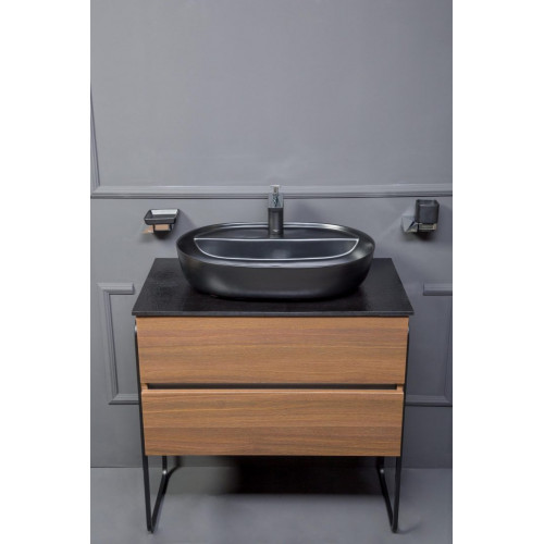 Тумба без раковины Vallessi 80*46cm DARK OAK мат. 2 полки, 837-080-D