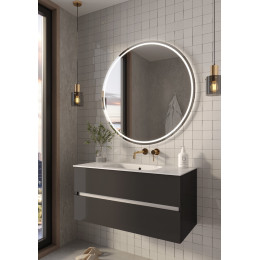 Тумба без раковины Vallessi 100*46cm АНТРАЦИТ глянец 2 полки, 837-100-A glossy