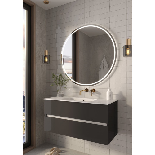 Тумба без раковины Vallessi 100*46cm АНТРАЦИТ глянец 2 полки, 837-100-A glossy
