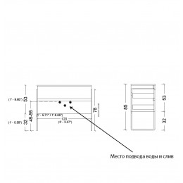 Тумба без раковины Vallessi 120*46cm КАШЕМИР мат. 2 полки 837-120-C mat