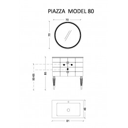 Тумба Piazza 80 черная + Хром 841-080-BCR