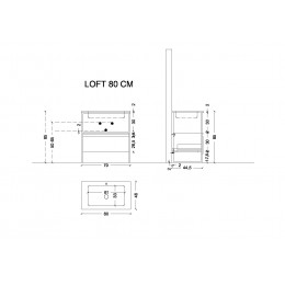 Ящик под консоль LOFT 80 dark wood, 1 полка 894-080-D