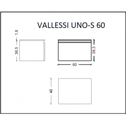Ящик под столешницу 60см АНТРАЦИТ мат. VALLESSI UNO-S 897-060-A mat