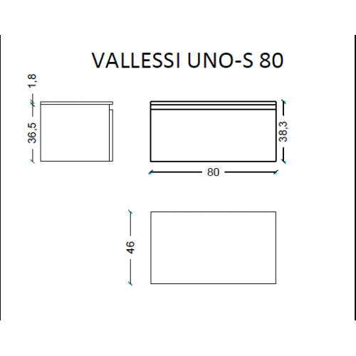 Ящик под столешницу 80см АНТРАЦИТ глянец VALLESSI UNO-S 897-080-A glossy