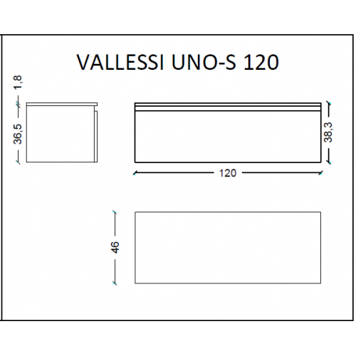 Ящик под столешницу 120см LIGHT OAK VALLESSI UNO-S 897-120-L