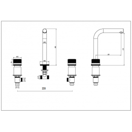 Смеситель на столешницу STICK LINEA на 3 отв. Nickel Brush 152-NB.3