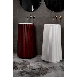 Раковина напольная рифленая Torre Corian 480*480*850 Burgundy 801-Torre-BUR