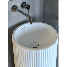 Раковина напольная рифленая Torre Corian 480*480*850 Matt White 801-Torre-MW