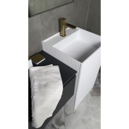 Раковина напольная рифленая Cube Corian 480*480*850 Matt White 802-R-MW