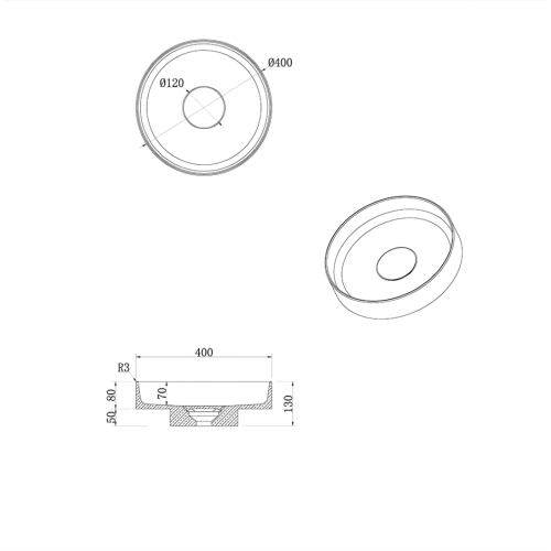 Раковина накладная SOLE Corian 400*130 Calacatta + Пьедестал для раковины Corian 300*720 Dark Oak