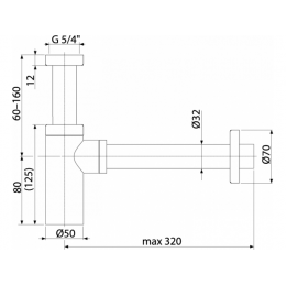 Сифон для раковины Matt White без клик-клак 609-MW