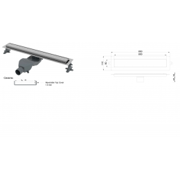 Душевой лоток Premium Linear 80см, нерж.сталь ЧЕРНЫЙ 982-80-B