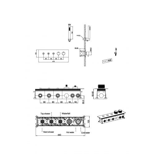Смеситель FUSION TERMO с ручным душем NICKEL BRUSH 131-SYS-NB