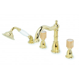 Смеситель врезной 4 отв. ROYAL CRYSTAL, золото_Комплект 395-Royal/CRST