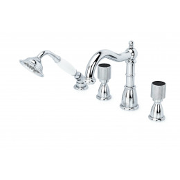 Смеситель врезной 4 отв. ROYAL CRYSTAL black, хром_Комплект 396-Royal/CRST black