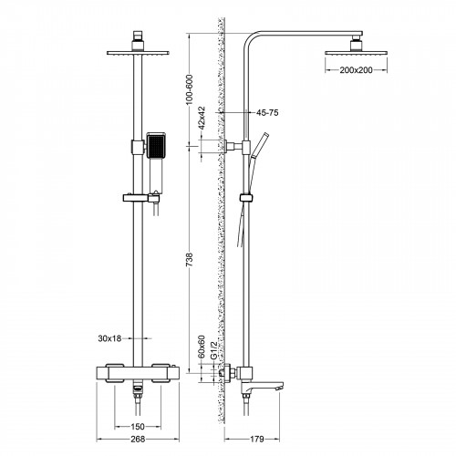 Душевая система с термостатом Timo Tetra-thermo SX-0169/03 черный