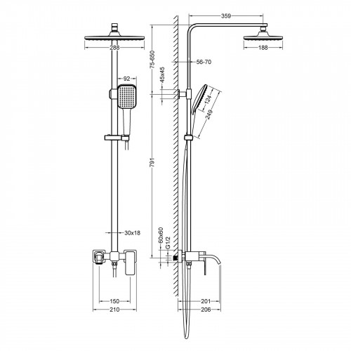 Душевая система Timo Selene SX-1013/03 черный
