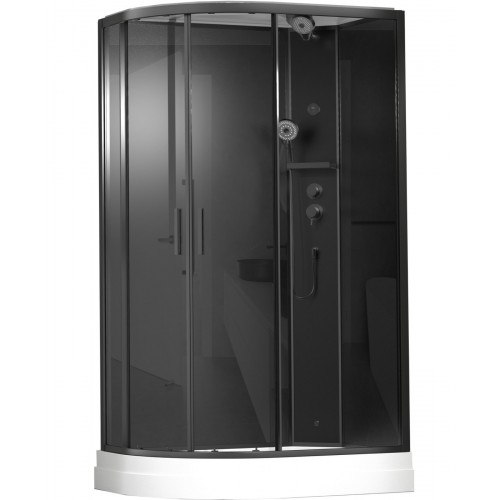 Premium ILMA Black 902 R душевая кабина с крышей, хамам и стульчиком 120*80*222