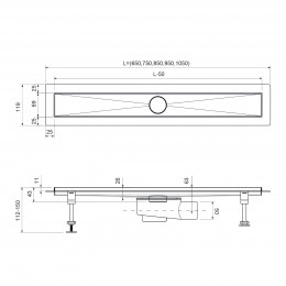 Душевой лоток TIMO Drain System 600 с вставкой 